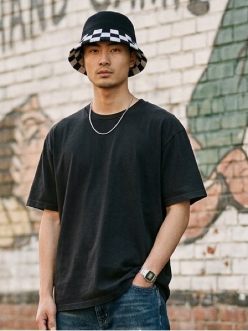 H&M checkered bucket hat EUC